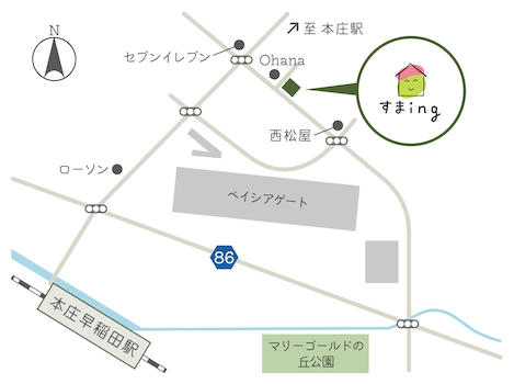 2023/5 新店舗OPEN！本庄早稲田駅への通りの東側、［ ベーカリーズキッチンオハナ ］様の東側となりの建物です。駐車場・キッズルームも完備しております。