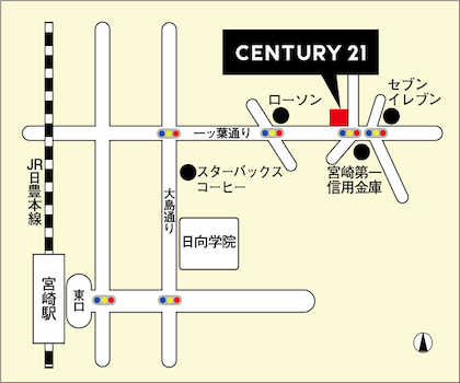宮崎第一信用金庫・吉村支店様の道路挟んで反対側です。宮崎駅から徒歩19分です。