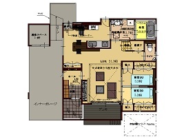 【29坪/平屋】大野城モデルハウス　コンパクト平屋の間取り図(1階)